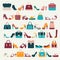 Set icons of Women bags and shoes - Illustration