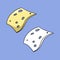 A set of icons. Yellow thin slice of cheese, vector n cartoon