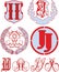 Set of II and JJ monograms and emblem templates