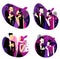 Set of illustrations based on the roaring twenties style. Couple at a party in the style of the early 20th century.