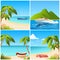 Set Illustrations of a beach view with boat