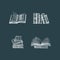 Set of illustrations of books. Sketches in vector.