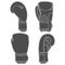 Set of illustrations with boxing gloves. Isolated vector objects.