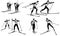 Set of illustrations of competitions on cross-country skiing.
