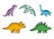 a set of illustrations with cute dinosaurs, children's vector illustrations isolated on a white background