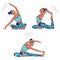 Set of illustrations girl performs yoga exercises. Healthy lifestyle concept
