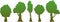 A set of illustrations of gradient trees. Oak, foliage, greenery, ready to use eps. For your design