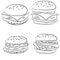 A set of illustrations of hamburgers