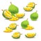 Set of illustrations, icons of a durian fruit