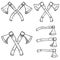 Set of illustrations of lumberjack axes in engraving style. Design element for poster, label, sign, emblem, t shirt.