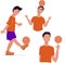 A set of illustrations on the theme of football, young guys do tricks with the ball, stuff the ball
