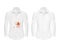 Set of illustrations of a white shirt with a red spot and clean, before and after a dry-cleaner