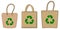 Set of images and icons with ecological bag and fabric