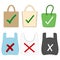 Set of images and icons with plastic and ecological bag
