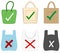 Set of images and icons with plastic and ecological bag