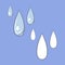 A set of images, large elongated water droplets, splashes, vector cartoon