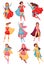 Set of images of women superheroes. Vector illustration on white background.