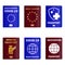 Set of immunity passports. Travel immune document. Checking immunization against diseases. Control Covid-19 in European Union.