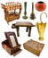 Set of Indian interior objects and furniture