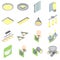 Set of indoor lights icons in isometric view