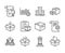 Set of Industrial icons, such as Manual doc, Parcel checklist, Technical documentation. Vector