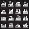 Set of industrial manufactory buildings icons set