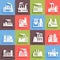 Set of industrial manufactory buildings icons set