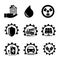 A set of industrial and transport vector icons in black.