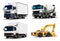 Set of industrial trucks and vehicles