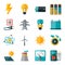 Set of industry power icons in flat design style