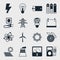 Set of industry power icons in flat design style