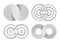 Set of Infinity signs made of combined disks and rings. Vector illustration