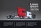 Set Of Infographic Elements With Semi Truck Trailers Template Banner Vehicle Side View