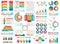 Set of infographic elements. Vector collection of diagrams, arrows, circles, timeline templates, pie charts