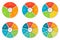 Set of infographic process charts. Circular design templates with 3, 4, 5, 6, 7, 8 arrows pointing to the center.