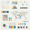 Set of infographics elements. Chart, graph, timeline, speech bubble, pie chart, map.