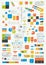 Set of infographics flat design elements. Various color schemes, boxes, speech bubbles, charts.