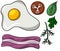 A set of ingredients for cooking scrambled eggs or omelet for breakfast in cartoon style