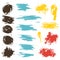 Set of Ink blots, stains, paint splashes. Flat for instant color change