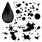 Set: Ink spots (splashing, black blob, spatter)