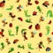 Set of insects persons. Wildlife object. Ant, ladybug and caterpillar. Seamless pattern, bee and grasshopper. Little