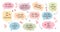 Set of inspirational speech bubbles with compliments, quotes about love for yourself and others. Cartoon icons, stickers