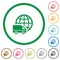 Set of International transport color round outlined flat icons