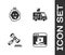 Set Internet piracy, Murder, Judge gavel and TV News car icon. Vector