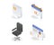 A set of investment office data icons and schedule plans