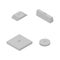 Set the iron concrete products isometric, vector illustration.