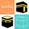 Set of Islamic vector design kaaba in Mecca icon for Hajj and Ramadan or Eid. Islamic Icons mosque Mecca Eid Mubarak Line Art Icon