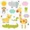 Set of isolated baby jungle animals part 1