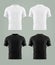 Set of isolated black and white t-shirt template