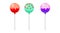 Set of isolated cake Pops on a stick of different colors